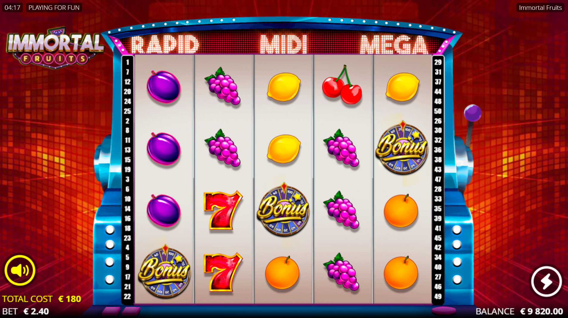 Immortal Fruits Bonus