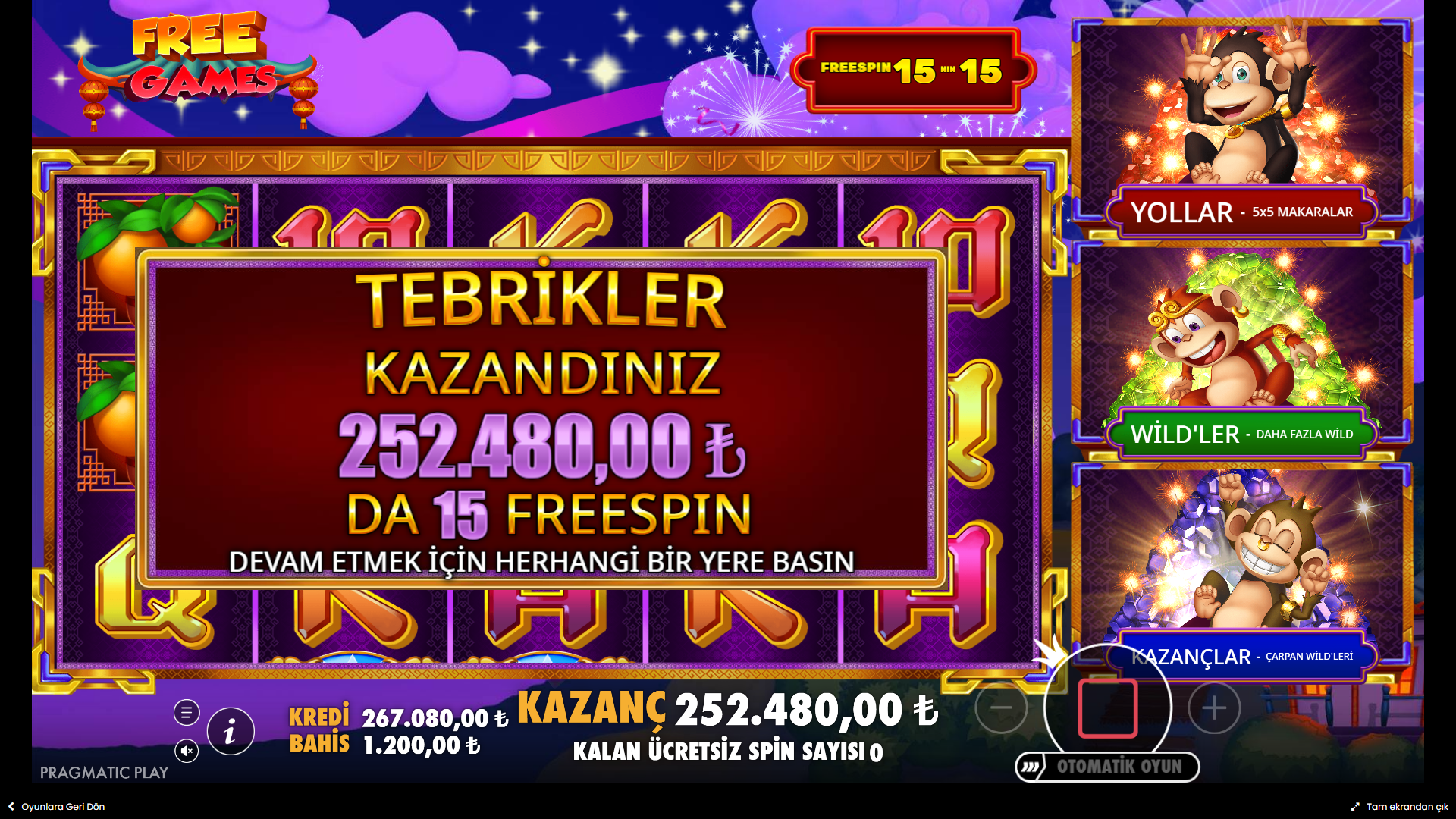 3 Dancing Monkeys Bonus