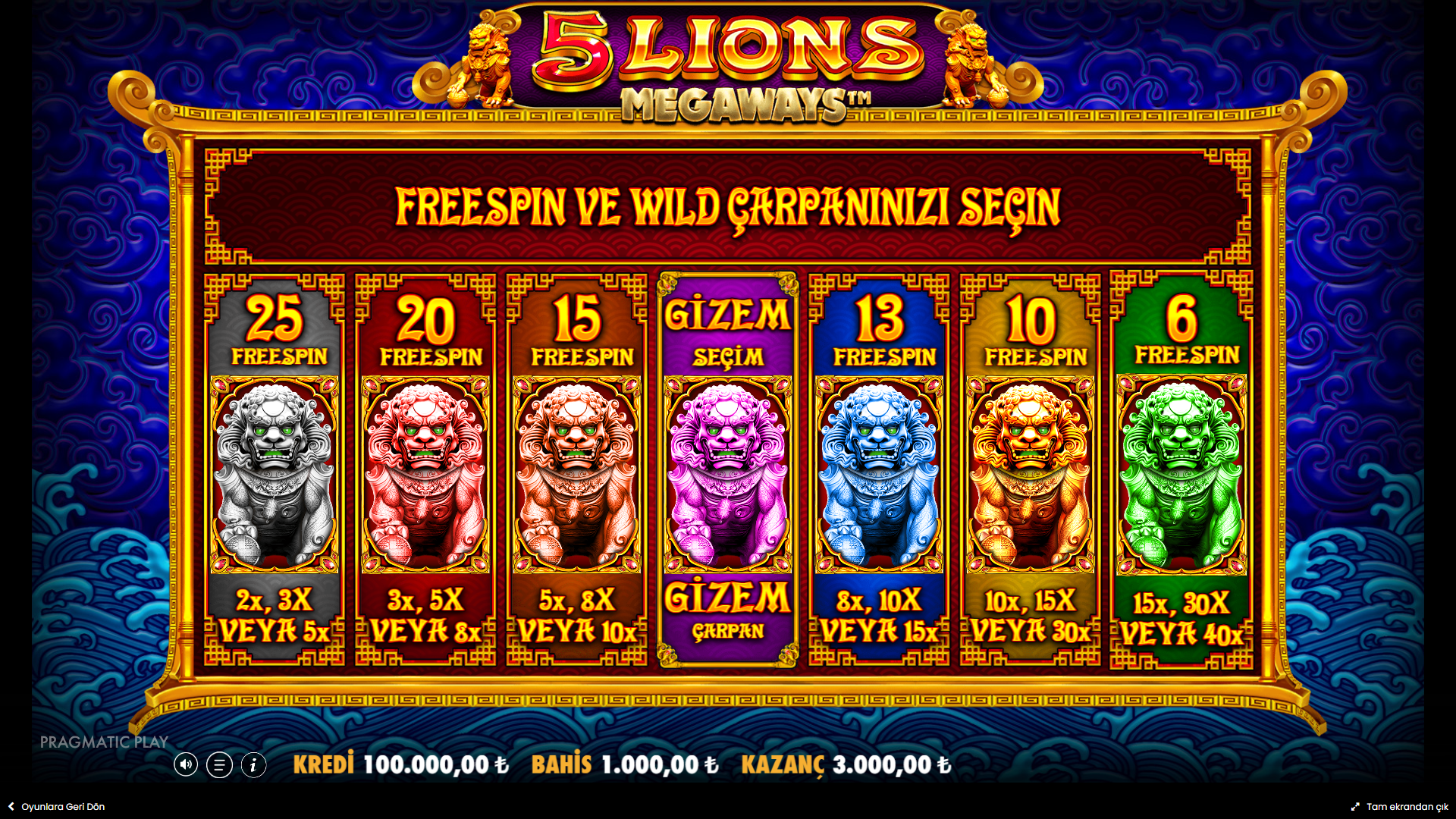 5 Lions Megaways Bonus