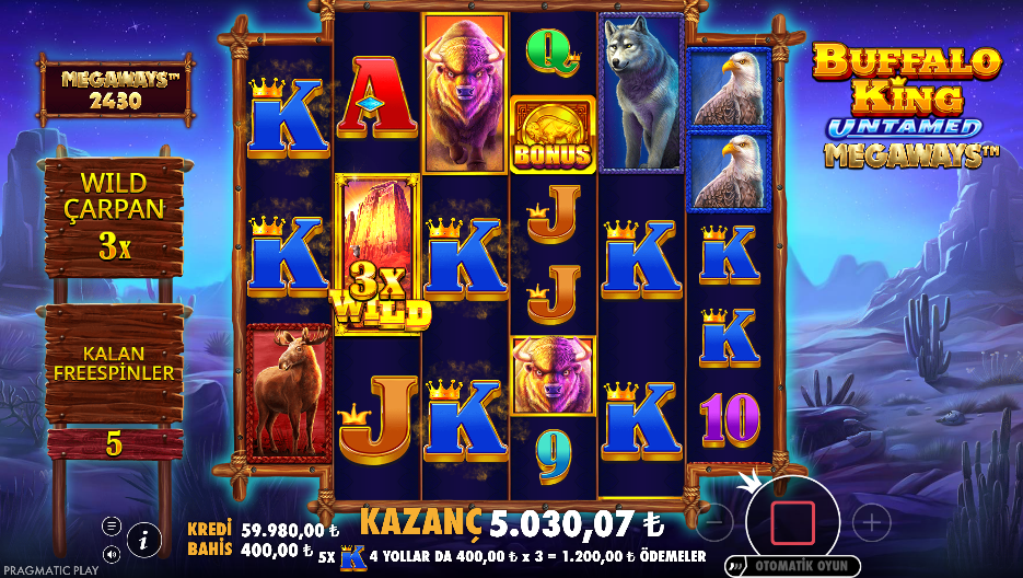 Buffalo King Untamed Megaways Bonus