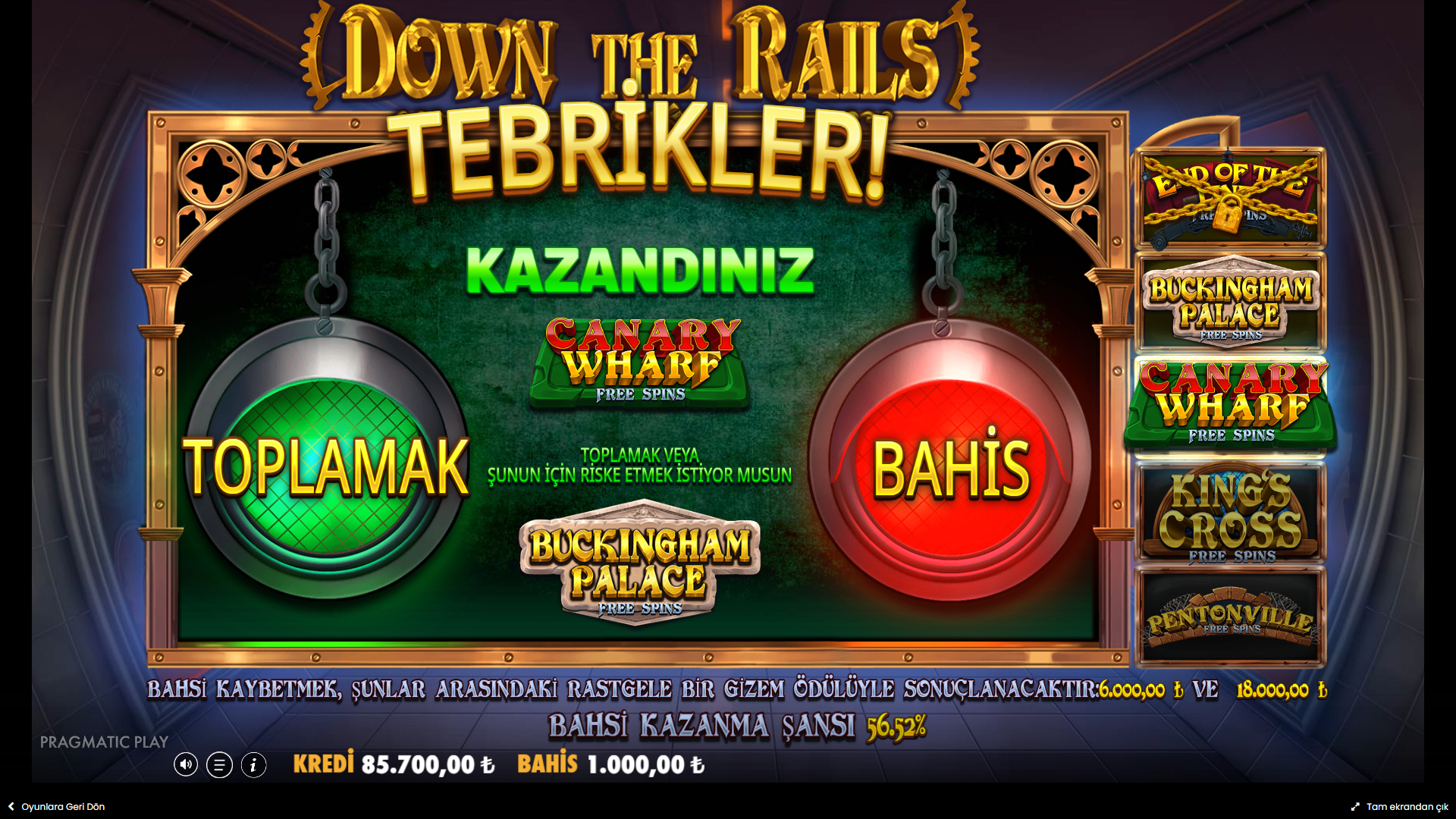 Down the Rails Bonus