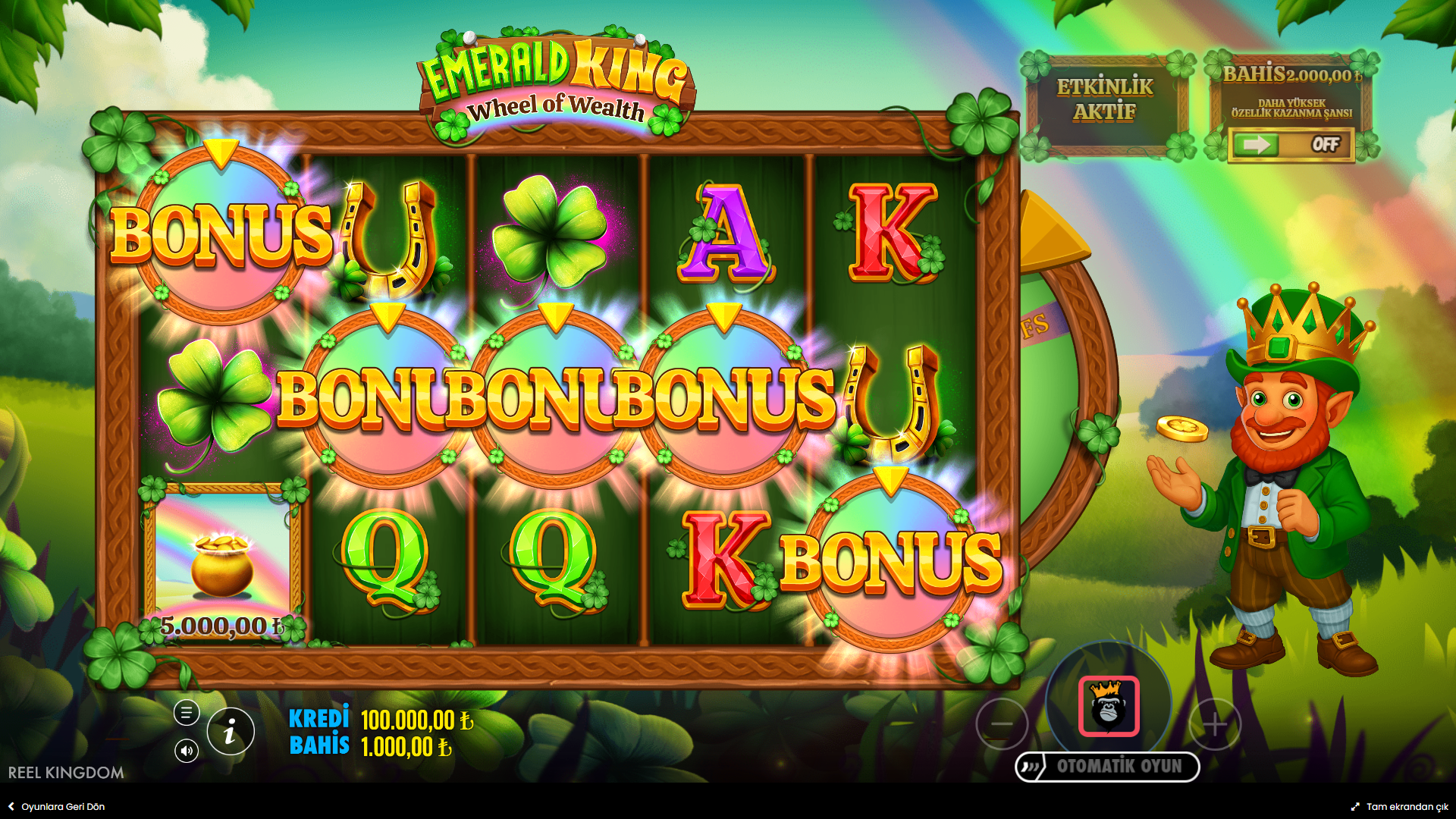 Emerald King Wheel of Wealth Bonus