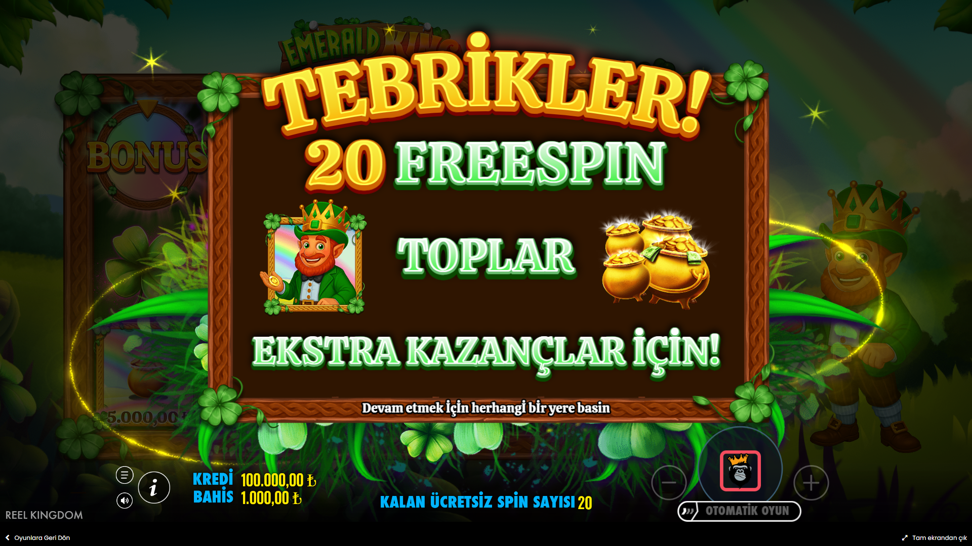 Emerald King Wheel of Wealth Bonus