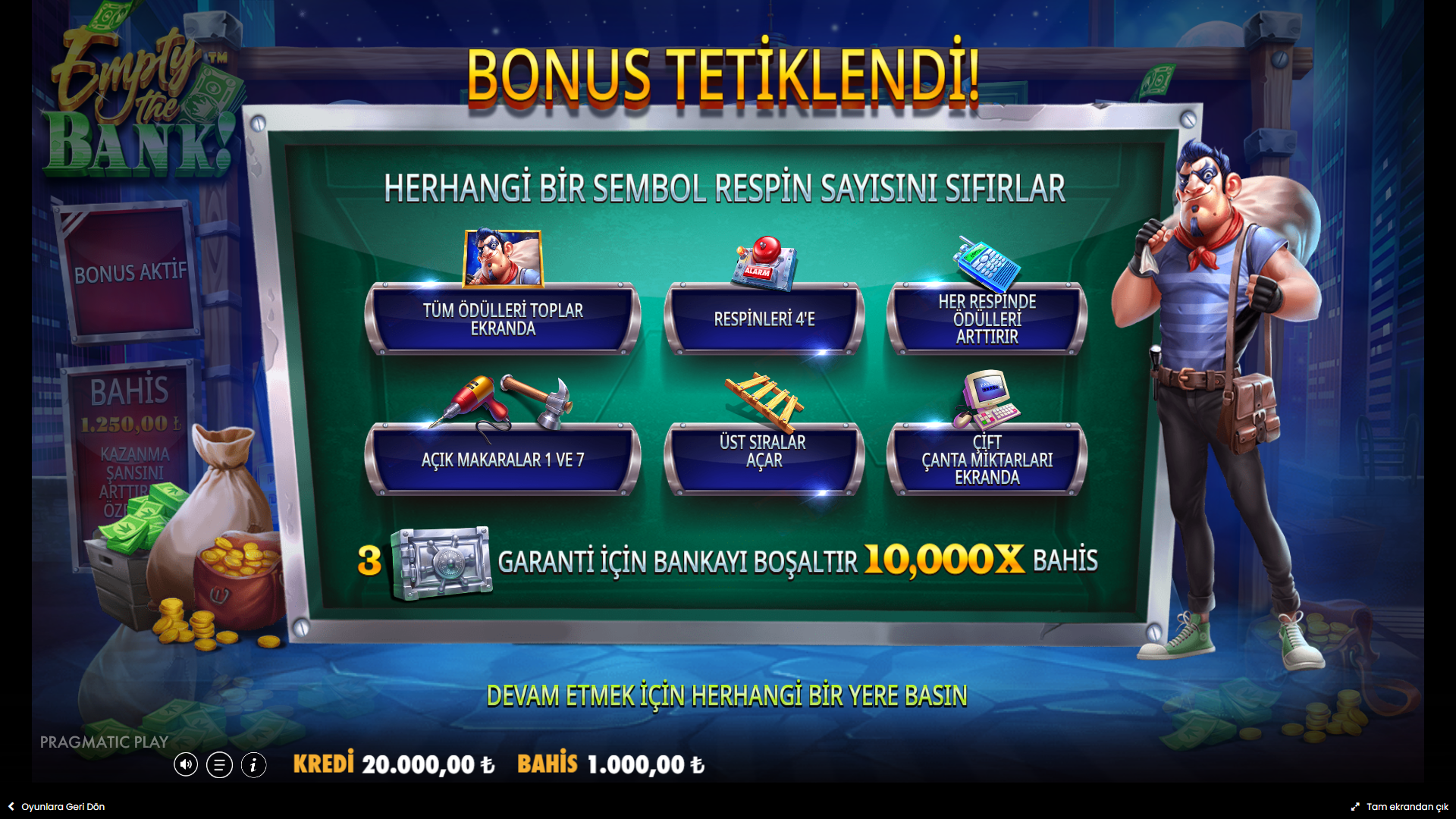 Empty the Bank Bonus