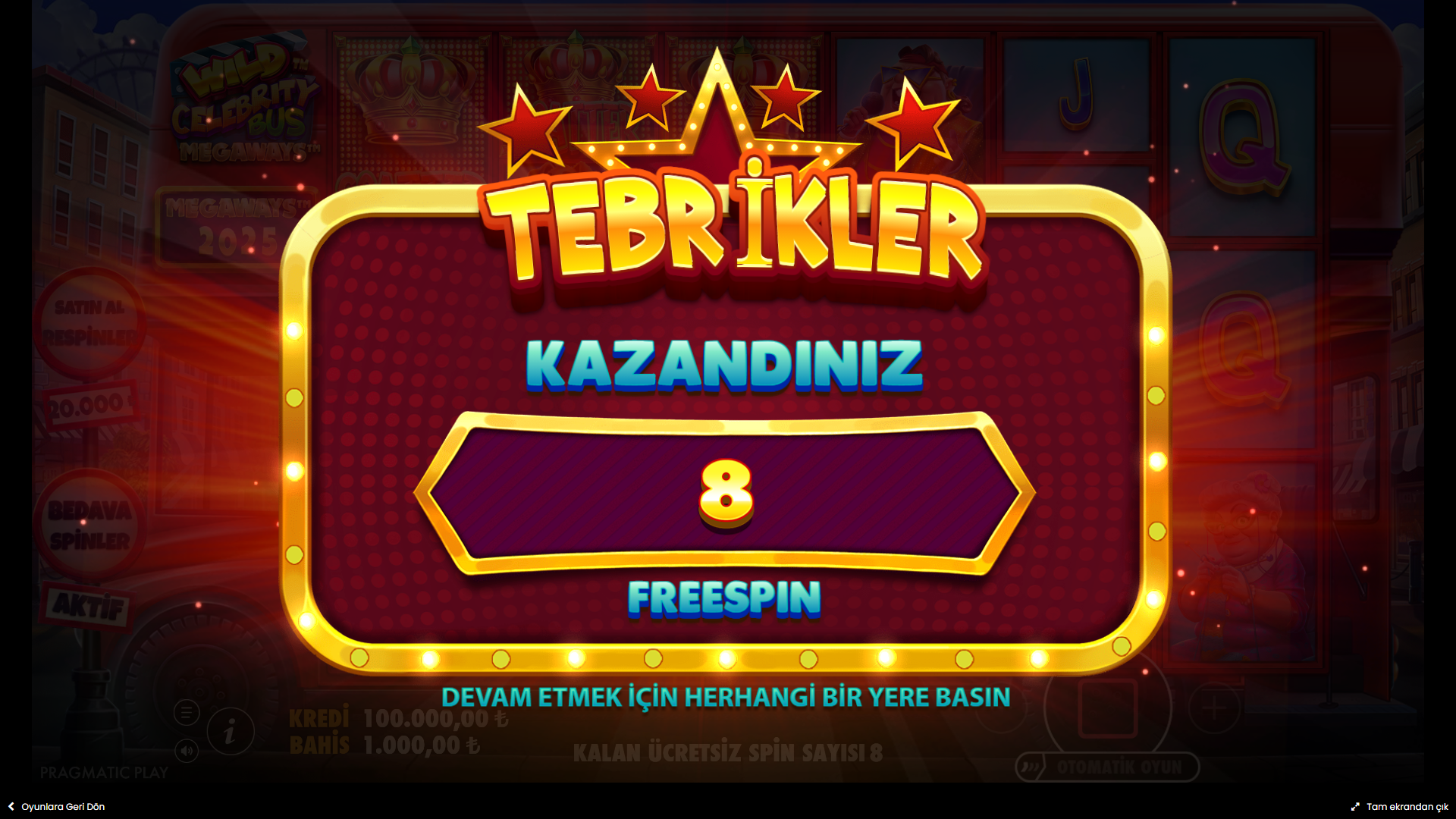 Wild Celebrity Bus Megaways Bonus